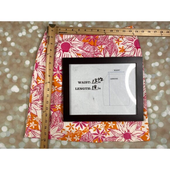 Lilly Pulitzer Size 2 White Label Floral Skirt Orange Pink Zip Back - Picture 6 of 7